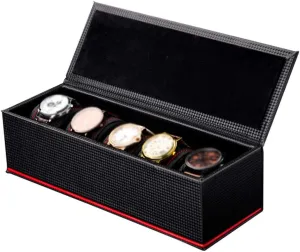 Removal Storage nearby scandinavian slow Pillows Watch Box Carbon Fiber for Men Women 5 Slots Jewelry Bracelet Display Storage Case with 5 