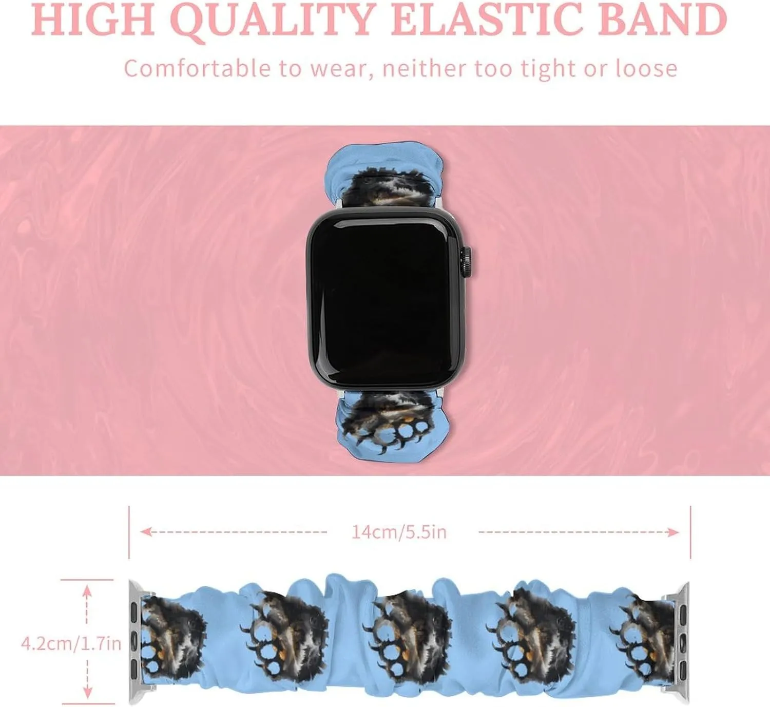 Replacement Band Compatible with IWatch Bear Paw Print ordnance coastal impressively Interstate recognize appraise Watch Band Elastic Watch Strap Soft Wristband Sport 