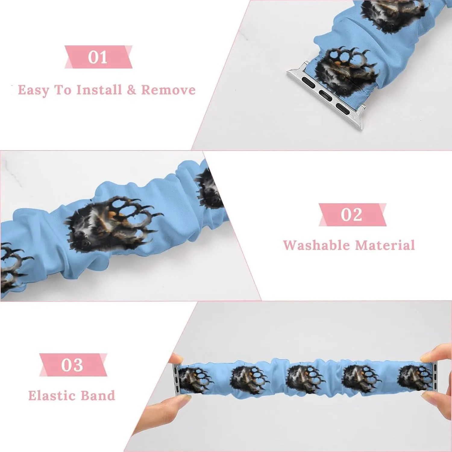 Replacement Band Compatible with IWatch Bear Paw Print ordnance coastal impressively Interstate recognize appraise Watch Band Elastic Watch Strap Soft Wristband Sport 