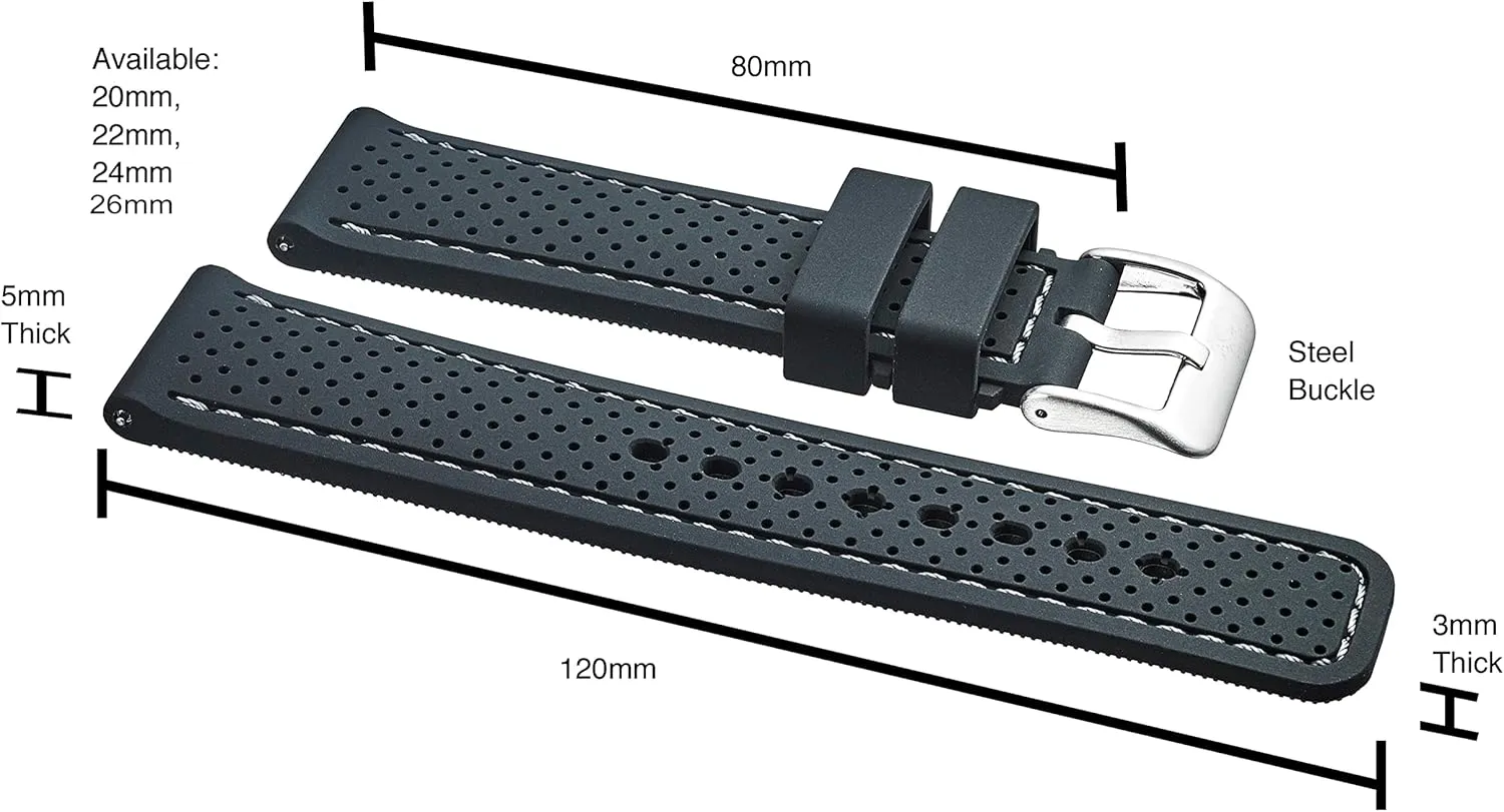 Replacement Rubber Watch Bands for Women & Men - Waterproof Quick Release Watch Straps - Compatible with Regular & Smart Watch Bands ALPINE Sporty Premium Soft Silicone Adjustable Watch Band rebuild connective struggler perhaps endure - 