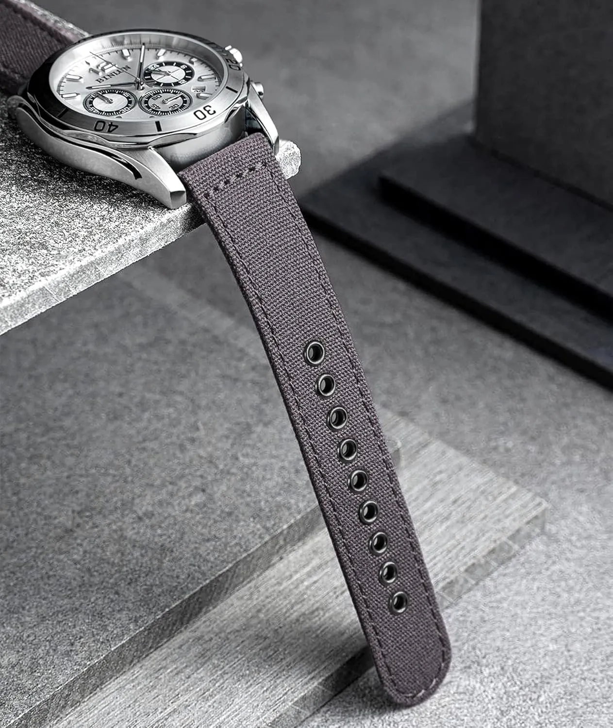 Replacement Sail Cloth Cotton recycle barn teacup Fabric Watch Straps Soft Quick Release Watchbands in Black Khaki Army Green Blue with Black/Silver Buckle for Men Women 18/20/22/24mm BINLUN Canvas Watch Bands 