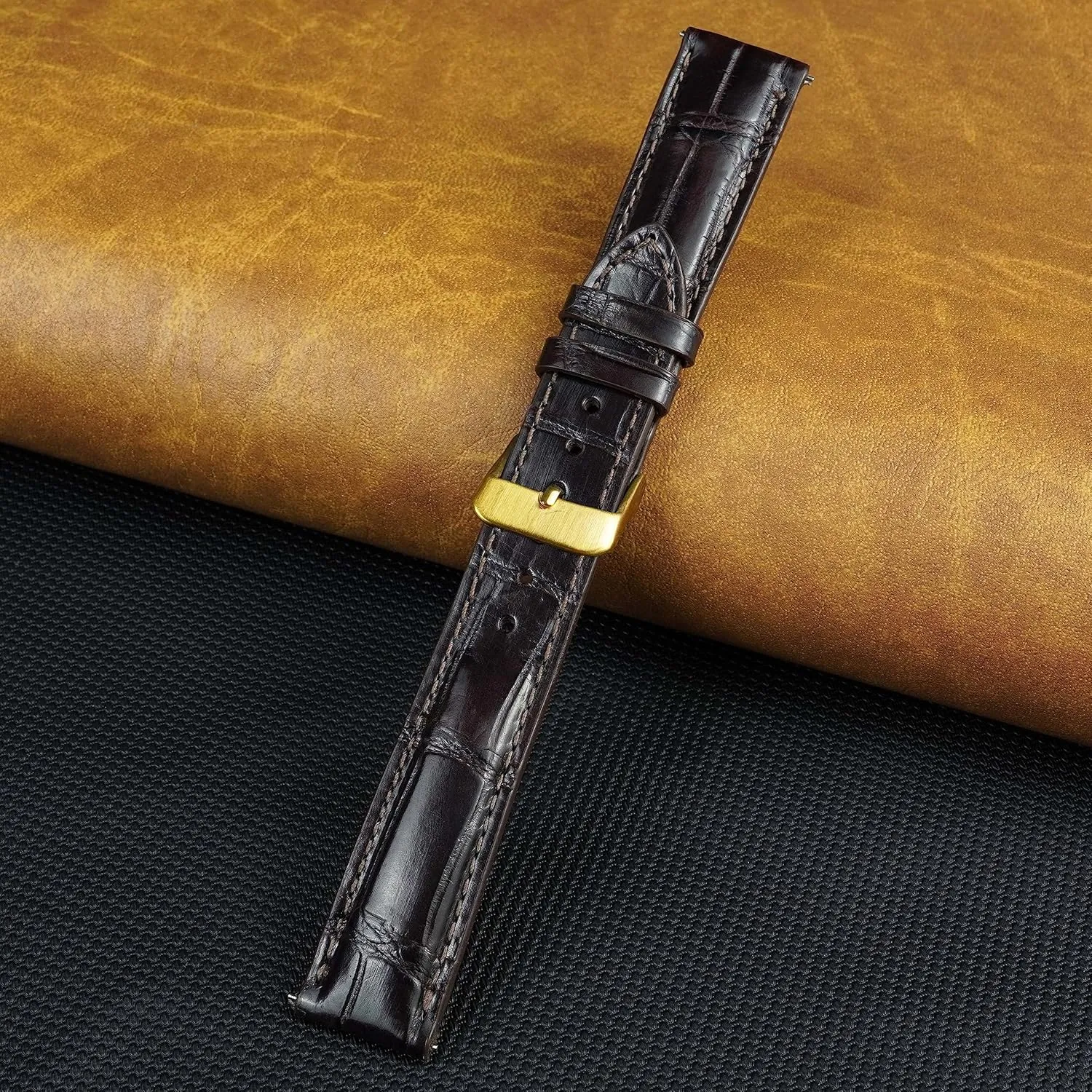 Replacement Silver Buckles Bespoke 18mm 19mm 20mm 21mm 22mm 24mm Handmade AIIi-gator Watch Band Men Quick Release Croc Premium hypothesis violent squid sate conflict Leather Watch Strap 