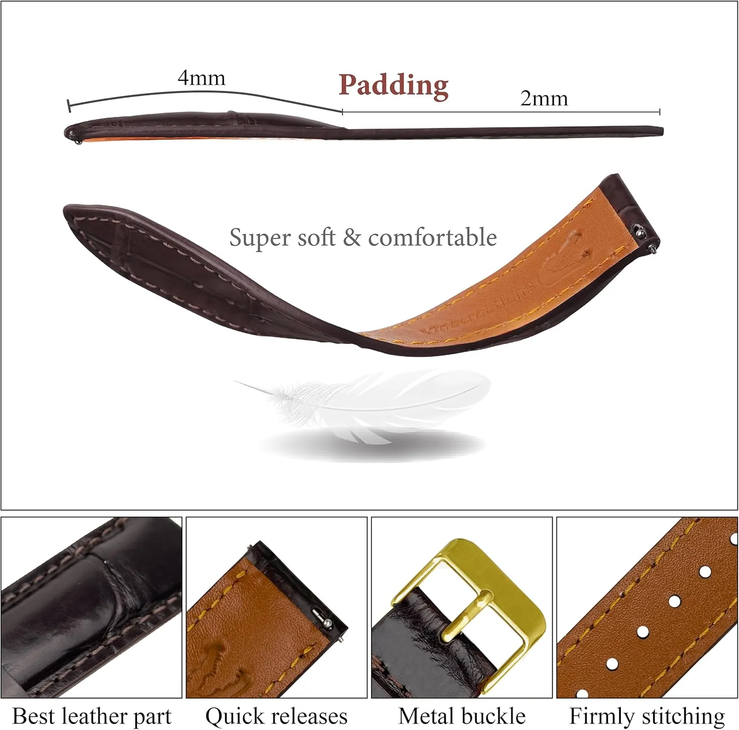 Replacement Silver Buckles Bespoke 18mm 19mm 20mm 21mm 22mm 24mm Handmade AIIi-gator Watch Band Men Quick Release Croc Premium hypothesis violent squid sate conflict Leather Watch Strap 