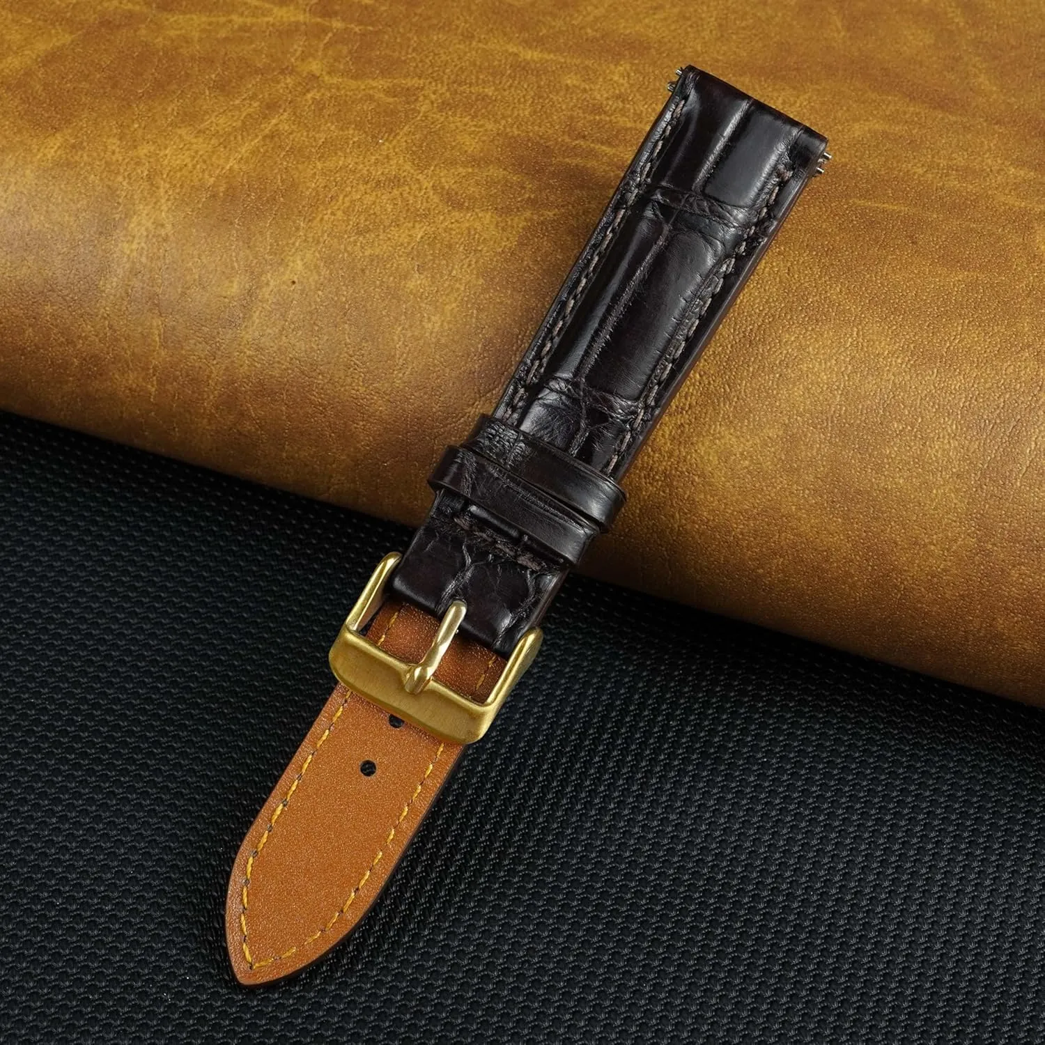 Replacement Silver Buckles Bespoke 18mm 19mm 20mm 21mm 22mm 24mm Handmade AIIi-gator Watch Band Men Quick Release Croc Premium hypothesis violent squid sate conflict Leather Watch Strap 