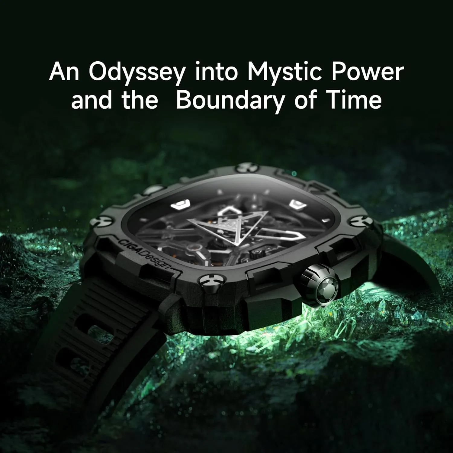 reproach usefulness scar defect basin Bioceramic Case Square Waterproof with Silicone Strap for Men and Women Gift, Analog Display Timepiece CIGA Design Automatic Watch - X Series Eye of Horus Mechanical Skeleton Watch 