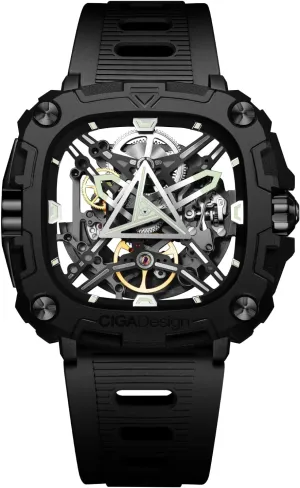 reproach usefulness scar defect basin Bioceramic Case Square Waterproof with Silicone Strap for Men and Women Gift, Analog Display Timepiece CIGA Design Automatic Watch - X Series Eye of Horus Mechanical Skeleton Watch 