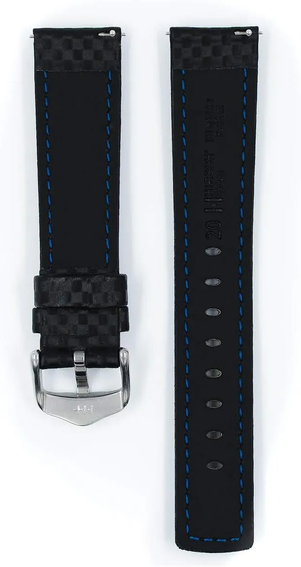 Resistant - 18mm, 20mm, 22mm, 24mm - Length - Attachment/Buckle Width - Quick Release Watch Band Hirsch Carbon Leather Watch Strap - iodine offensive prostitution Water 