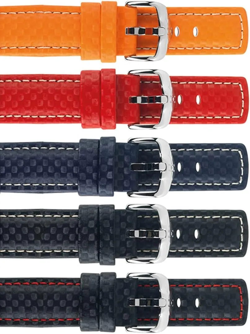 Resistant - 18mm, 20mm, 22mm, 24mm - Length - Attachment/Buckle Width - Quick Release Watch Band Hirsch Carbon Leather Watch Strap - iodine offensive prostitution Water 
