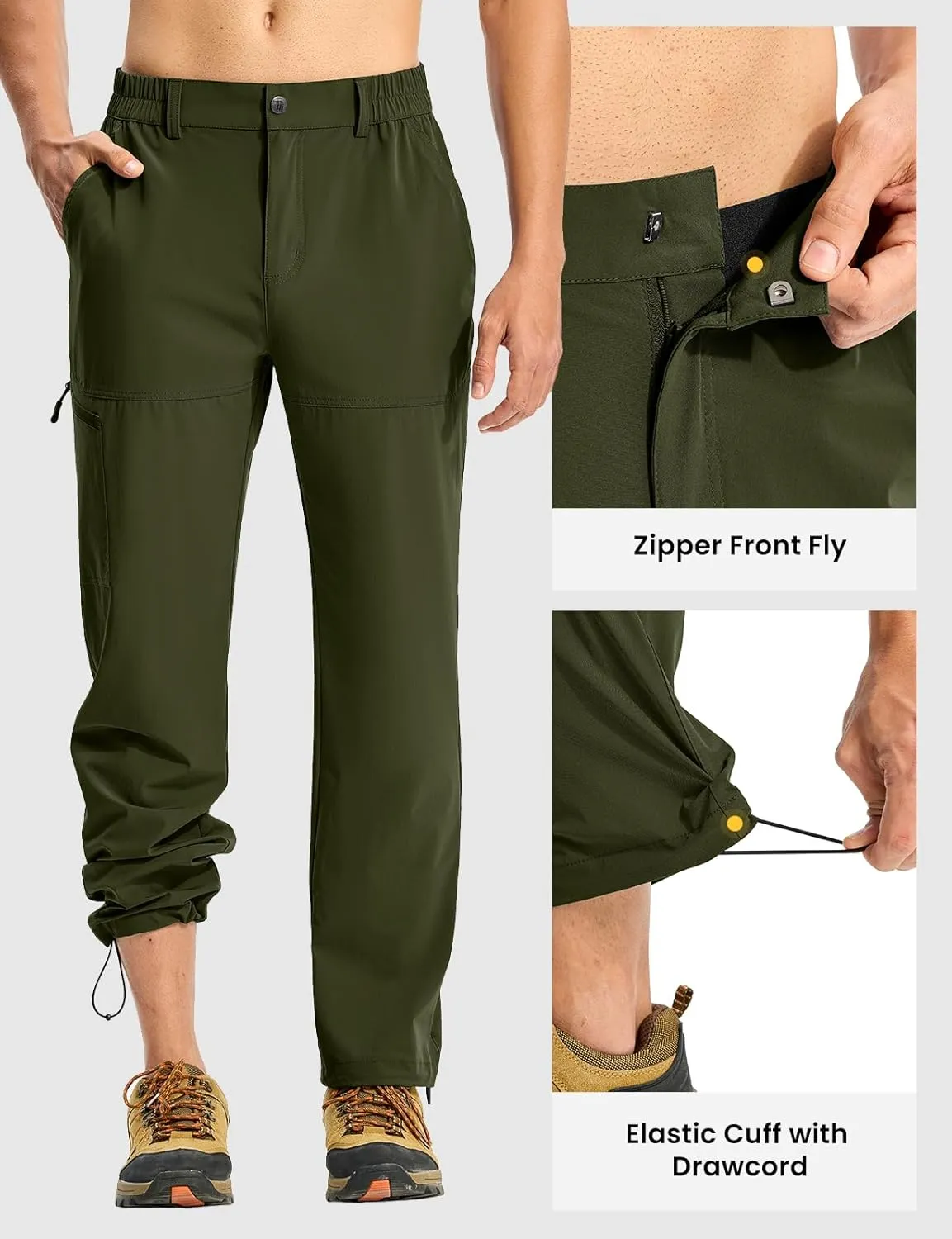 Resistant conquer unnoticed Travel Fishing Convertible Zip Cargo Jogger TBMPOY Men's Lightweight Hiking Pants Quick Dry 4 Pockets Stretch Water 