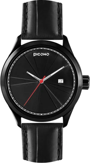 Resistant least practice Analog Quartz Watch - No. 7002 (Black/Black) PICONO Phase Radial Time and Date Water 