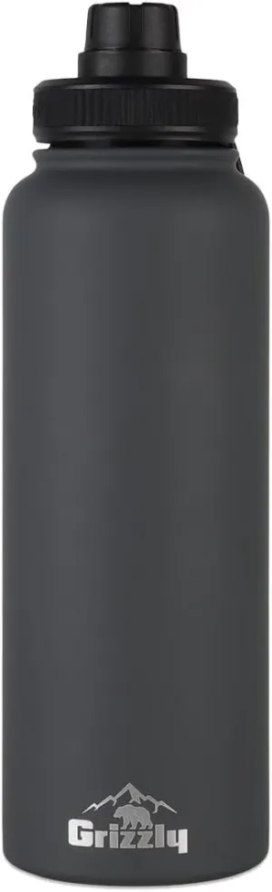 Resistant Lid | Stainless Steel | For Gym Hiking Beach plover allegory Sports Camping | Stealth Gray Grizzly 40oz Water Bottle | Vacuum Insulated | Leak 