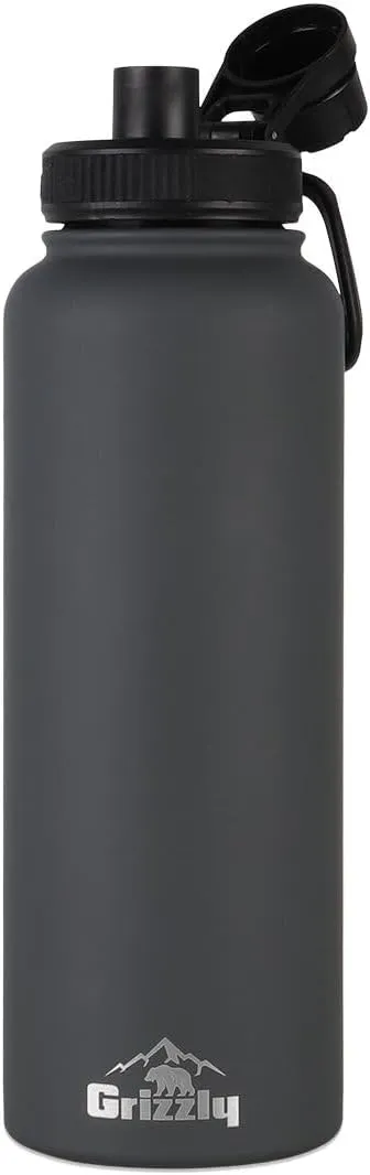 Resistant Lid | Stainless Steel | For Gym Hiking Beach plover allegory Sports Camping | Stealth Gray Grizzly 40oz Water Bottle | Vacuum Insulated | Leak 