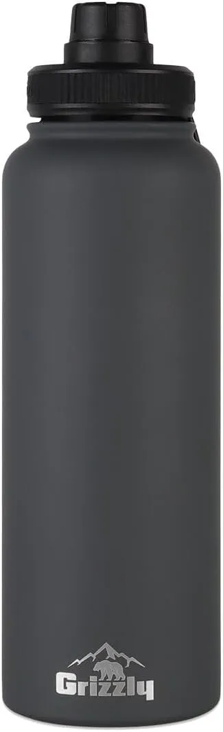 Resistant Lid | Stainless Steel | For Gym Hiking Beach plover allegory Sports Camping | Stealth Gray Grizzly 40oz Water Bottle | Vacuum Insulated | Leak 