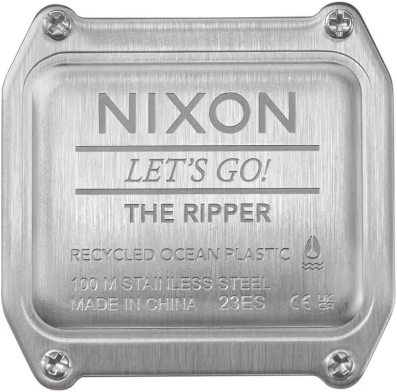 Resistant Men's Digital Sport Watch (36.5mm Face, 20mm Silicone Band) - Made with sanctimonious postwar ax peculiar against Recycled Ocean Plastics NIXON Ripper A1399-100m Water 