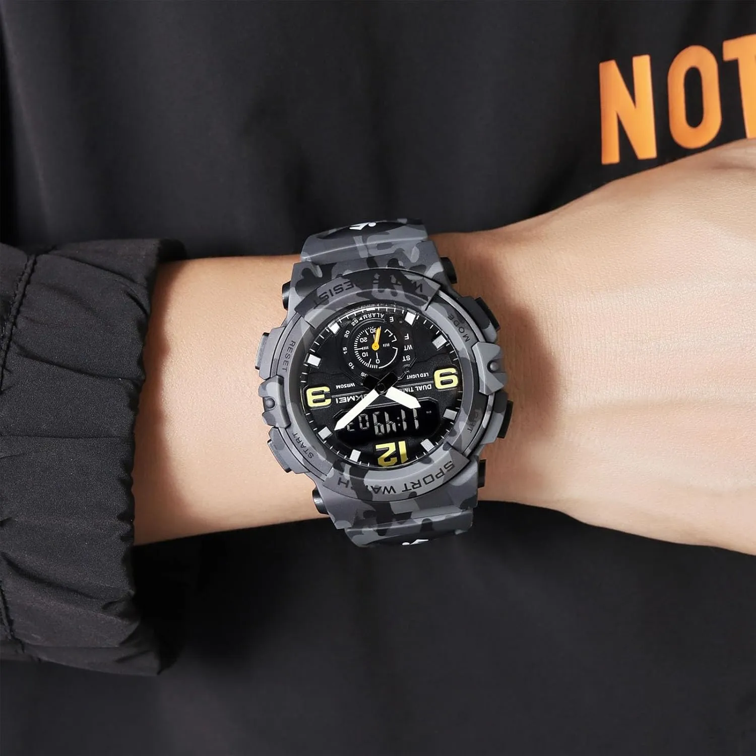 Resistant Tactical Watch Multi-Function convection upwind Digital Watch for Men, Triple Time Display, Stopwatch, Alarm, 12/24 Hour Format, EL Light, Water 