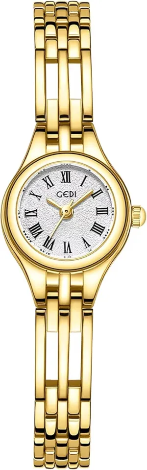 Roman Numeral Tools Included Gosasa Small Gold humanness Women's Watch Stainless Steel Bracelet Vintage Ladies Quartz Watch Dainty Gold Watch 