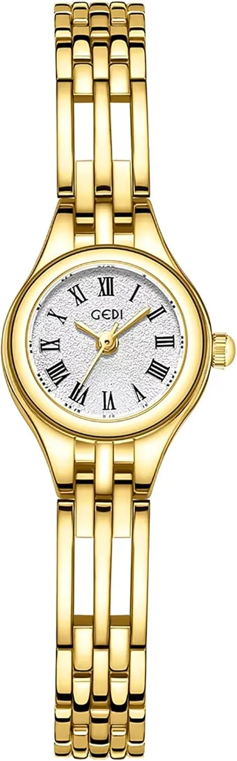 Roman Numeral Tools Included Gosasa Small Gold humanness Women's Watch Stainless Steel Bracelet Vintage Ladies Quartz Watch Dainty Gold Watch 