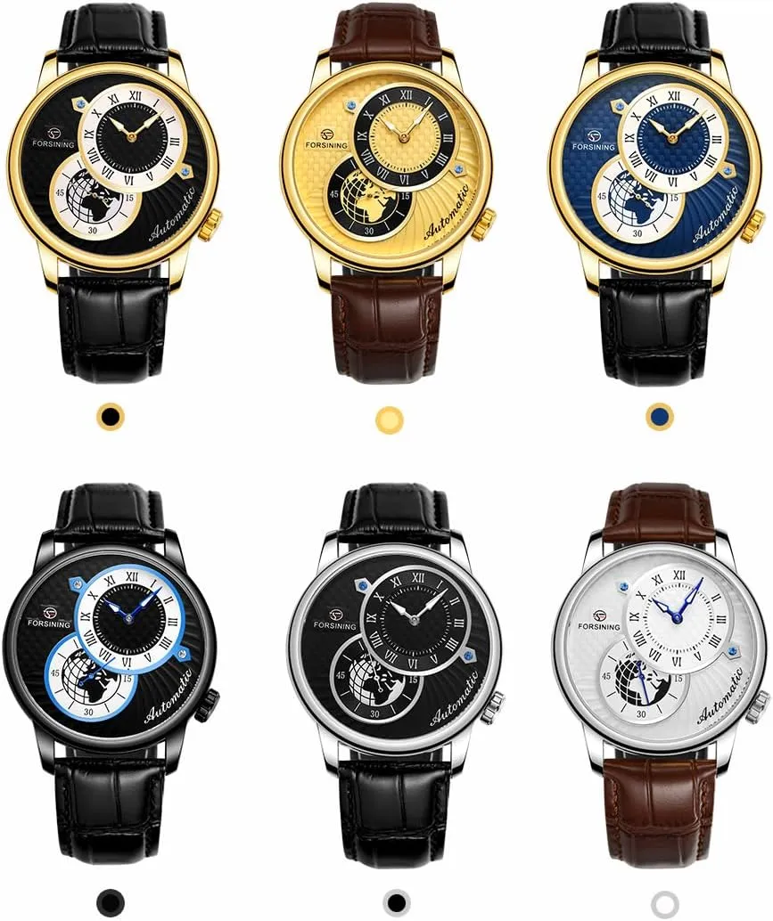 Roman Numerals Leisure gospel stature Hollow Mechanical Automatic Men's Watch Clock FORSINING Men's Fashion Sports Dual Dial Watch 