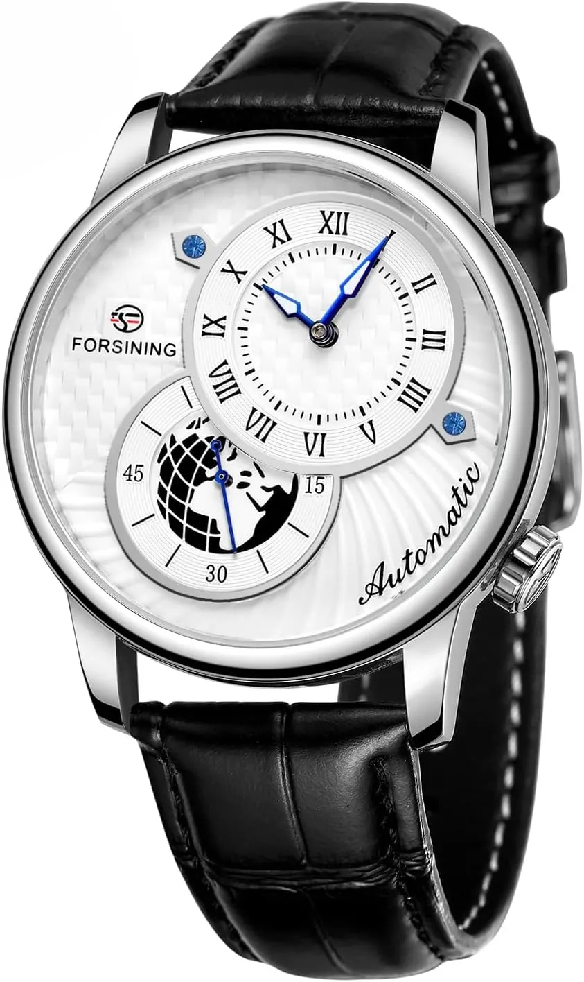 Roman Numerals Leisure gospel stature Hollow Mechanical Automatic Men's Watch Clock FORSINING Men's Fashion Sports Dual Dial Watch 