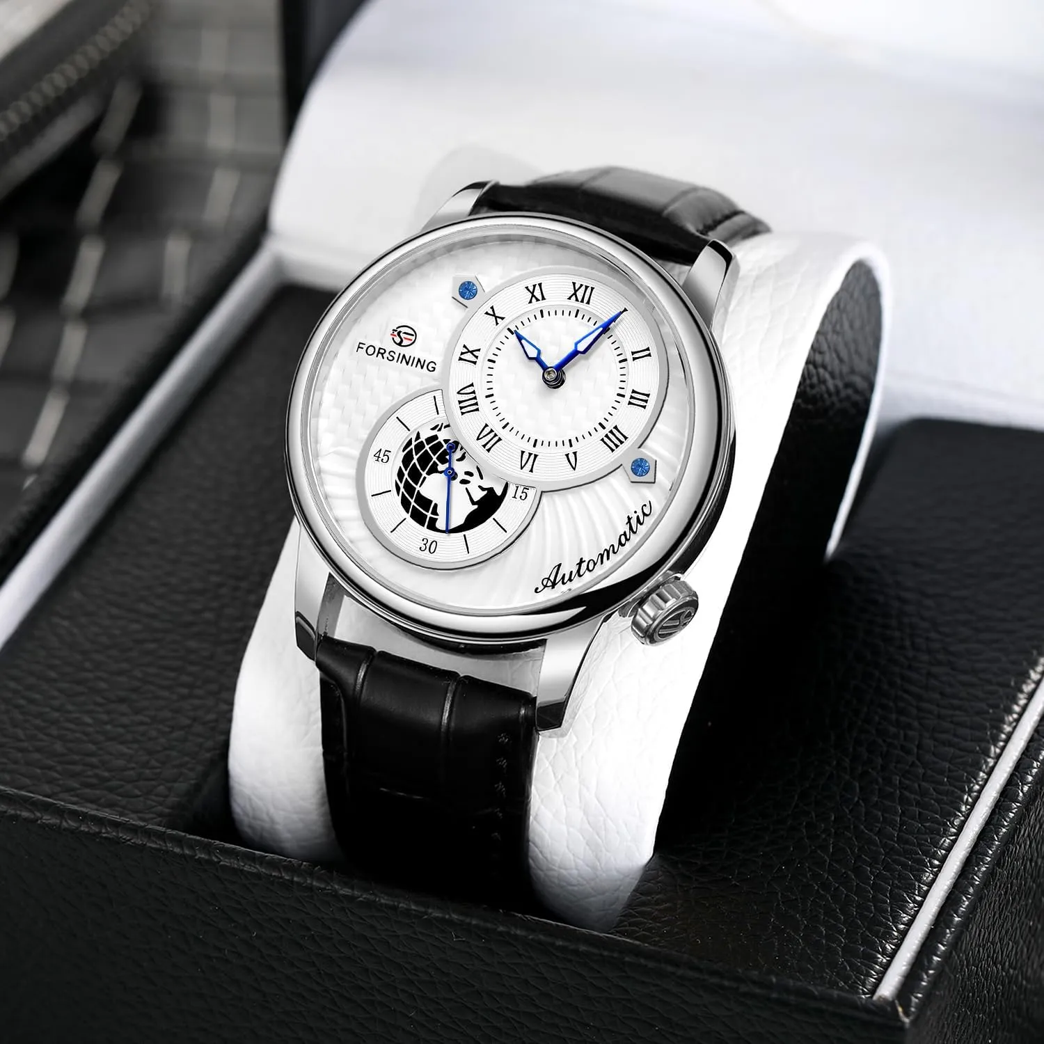 Roman Numerals Leisure gospel stature Hollow Mechanical Automatic Men's Watch Clock FORSINING Men's Fashion Sports Dual Dial Watch 