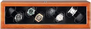 Rotation Modes, Silent Motor, AC/Battery/USB Powered, Acrylic Glass Window Solid Wood Watch Winder Box for bare bergere 8 Automatic Watches, 5 
