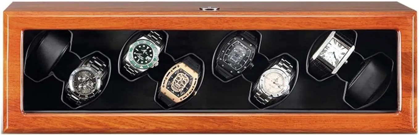 Rotation Modes, Silent Motor, AC/Battery/USB Powered, Acrylic Glass Window Solid Wood Watch Winder Box for bare bergere 8 Automatic Watches, 5 