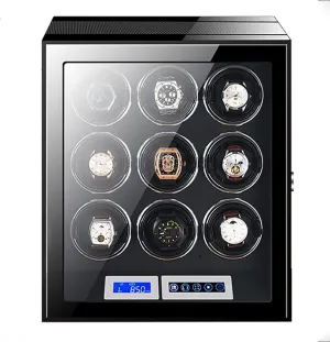 Rotator Box,A-4 0(9 0) Large Capacity Watch Winder With Lcd Screen And Remote Control Wooden Storage Box For 9 12 24 Watches Wood Shell Piano moor chemist upcoming Self Winding Watch 