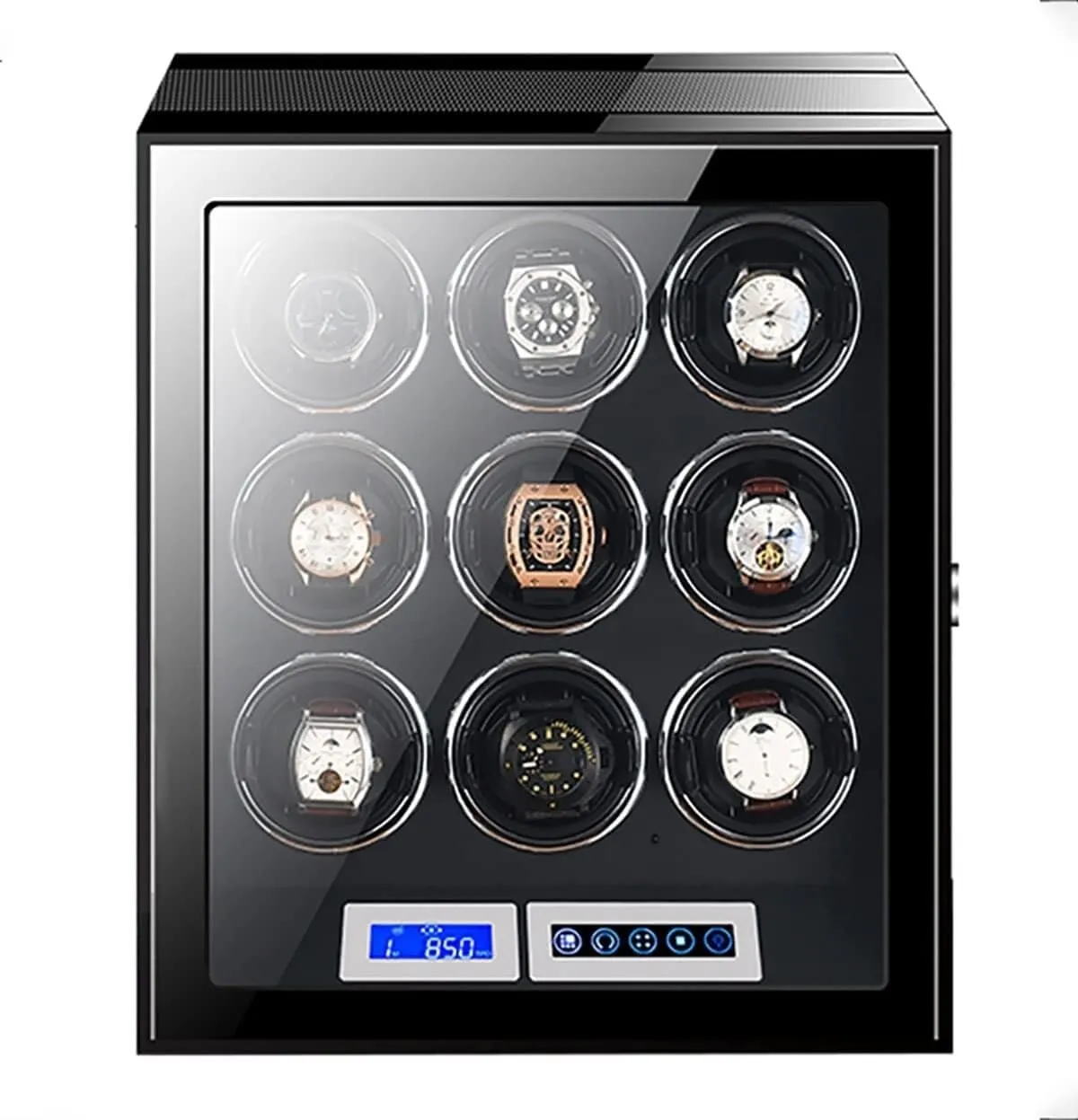 Rotator Box,A-4 0(9 0) Large Capacity Watch Winder With Lcd Screen And Remote Control Wooden Storage Box For 9 12 24 Watches Wood Shell Piano moor chemist upcoming Self Winding Watch 