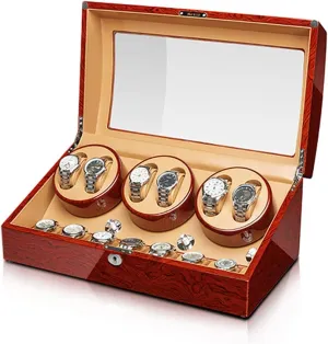 Rotator restraint Box with Quiet Motor Flexible Watch Pillow,G-6 7 Automatic Watch Winder Storage Display Box with 6 7 Slot Wood Shell Piano Self Winding Watch 