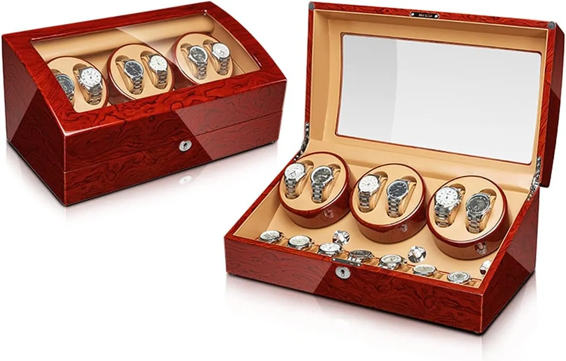 Rotator restraint Box with Quiet Motor Flexible Watch Pillow,G-6 7 Automatic Watch Winder Storage Display Box with 6 7 Slot Wood Shell Piano Self Winding Watch 