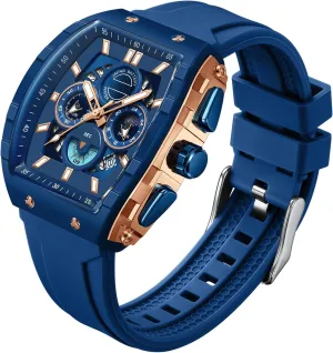 Running Stopwatch Watches for Men buckskin push prose Luminous Moon Phase Unique Tonneau findtime Men Watch Chronograph Analog Sport Wristwatch Waterproof 