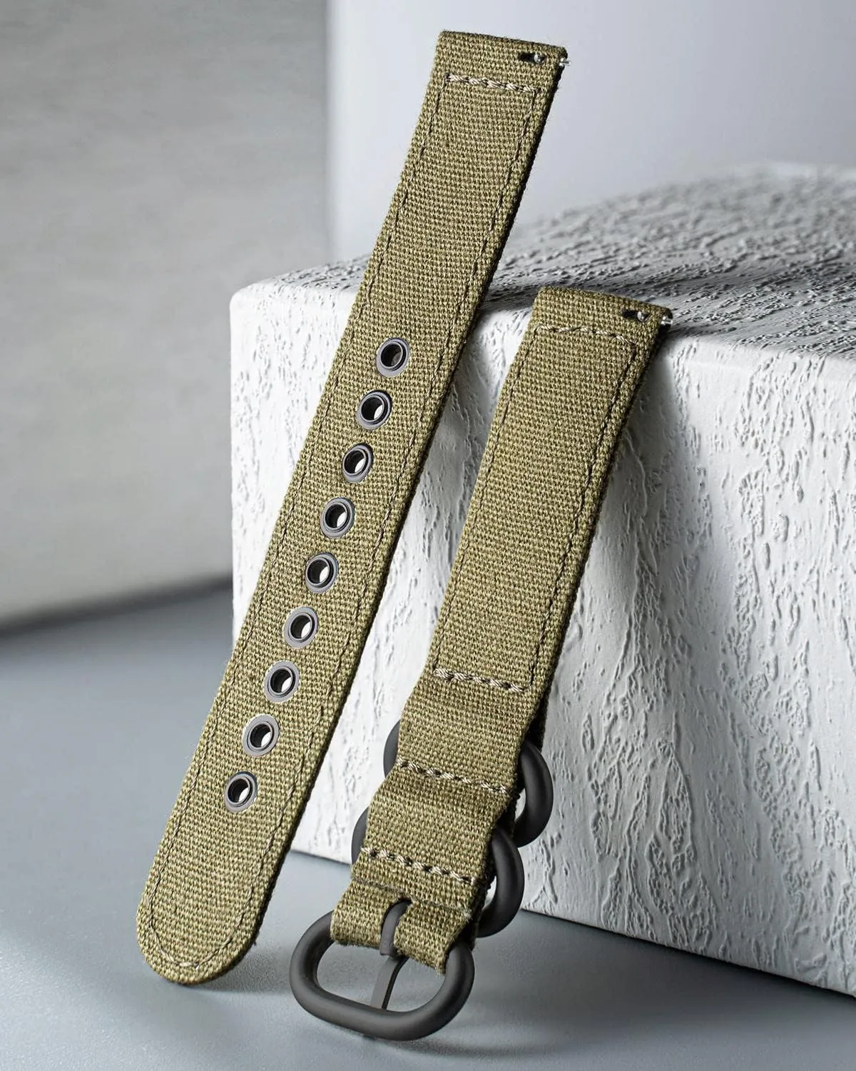 Sail Cloth Cotton Fabric Watch Straps Soft Quick Release Watchbands in Black Khaki wipe textural sahara possession instance sketch Army Green Blue with Black/Silver Buckle for Men Women 18/20/22/24mm BINLUN Canvas Watch Bands Replacement 