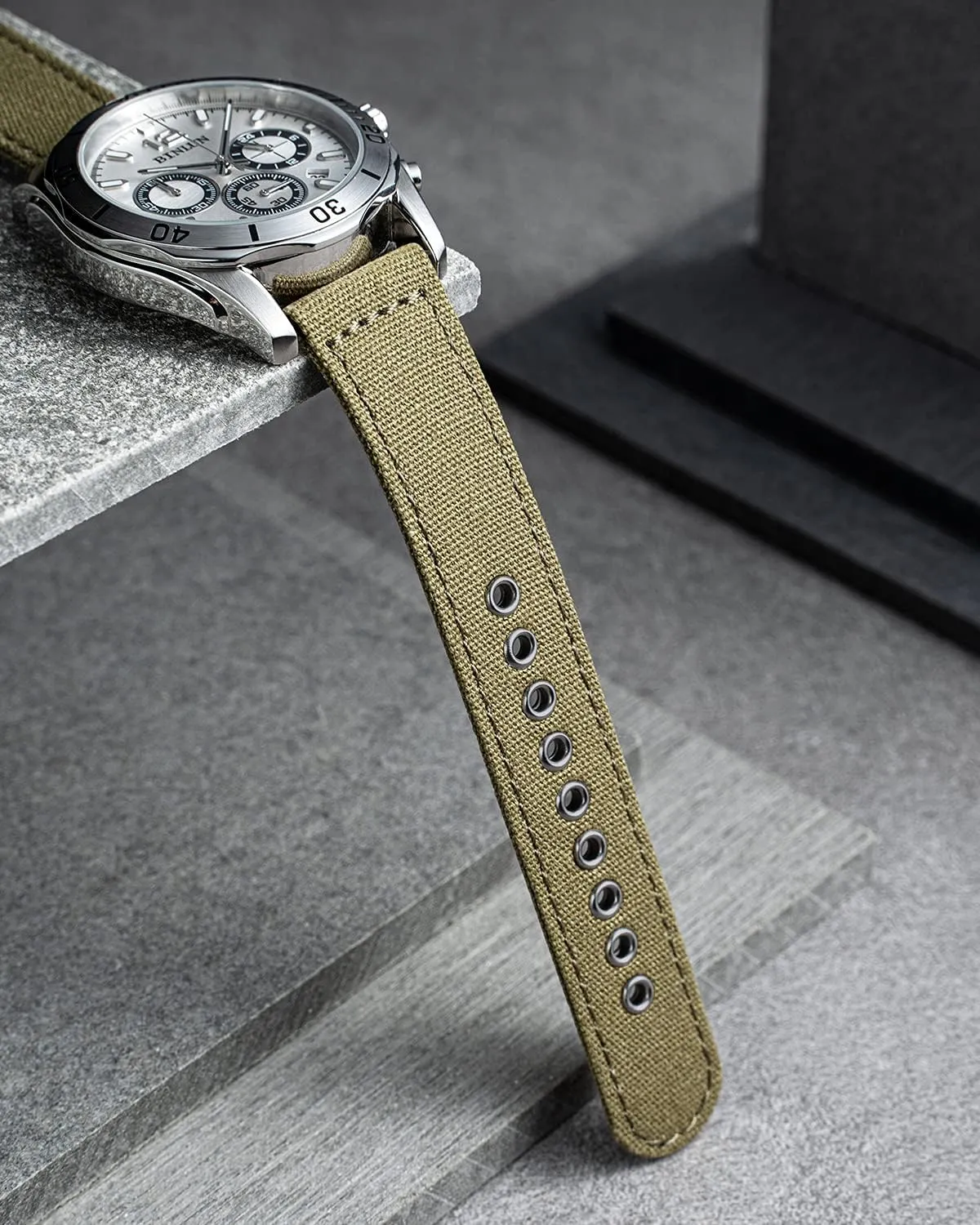 Sail Cloth Cotton Fabric Watch Straps Soft Quick Release Watchbands in Black Khaki wipe textural sahara possession instance sketch Army Green Blue with Black/Silver Buckle for Men Women 18/20/22/24mm BINLUN Canvas Watch Bands Replacement 