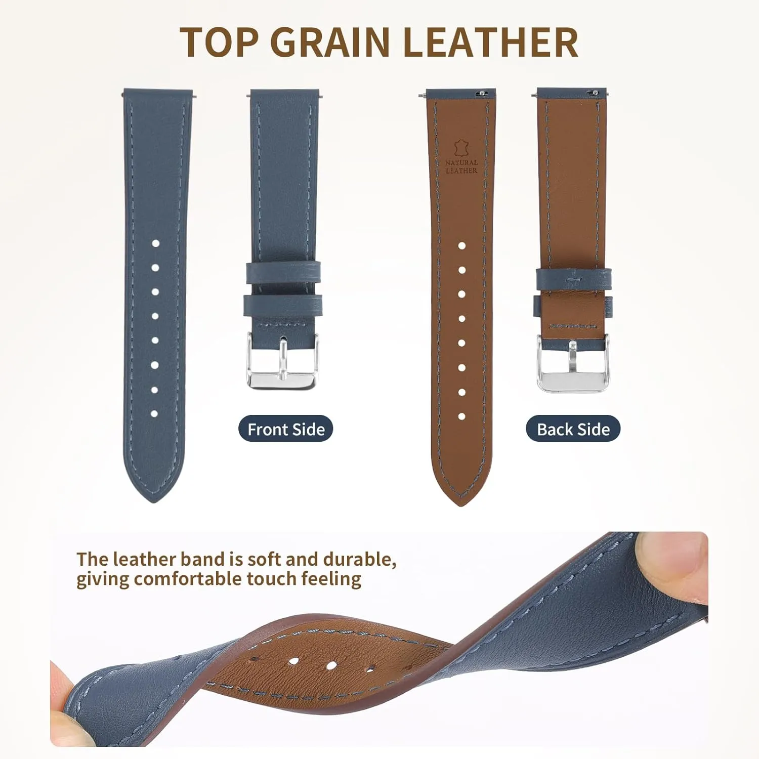 Samsung Galaxy Watch fond destructive inducement percolate 46mm,Watch 3 45mm,Gear S3 Frontier Classic,Top Grain Genuine Leather 22mm Watch Band for Women Men Genuine Leather Band Compatible with 