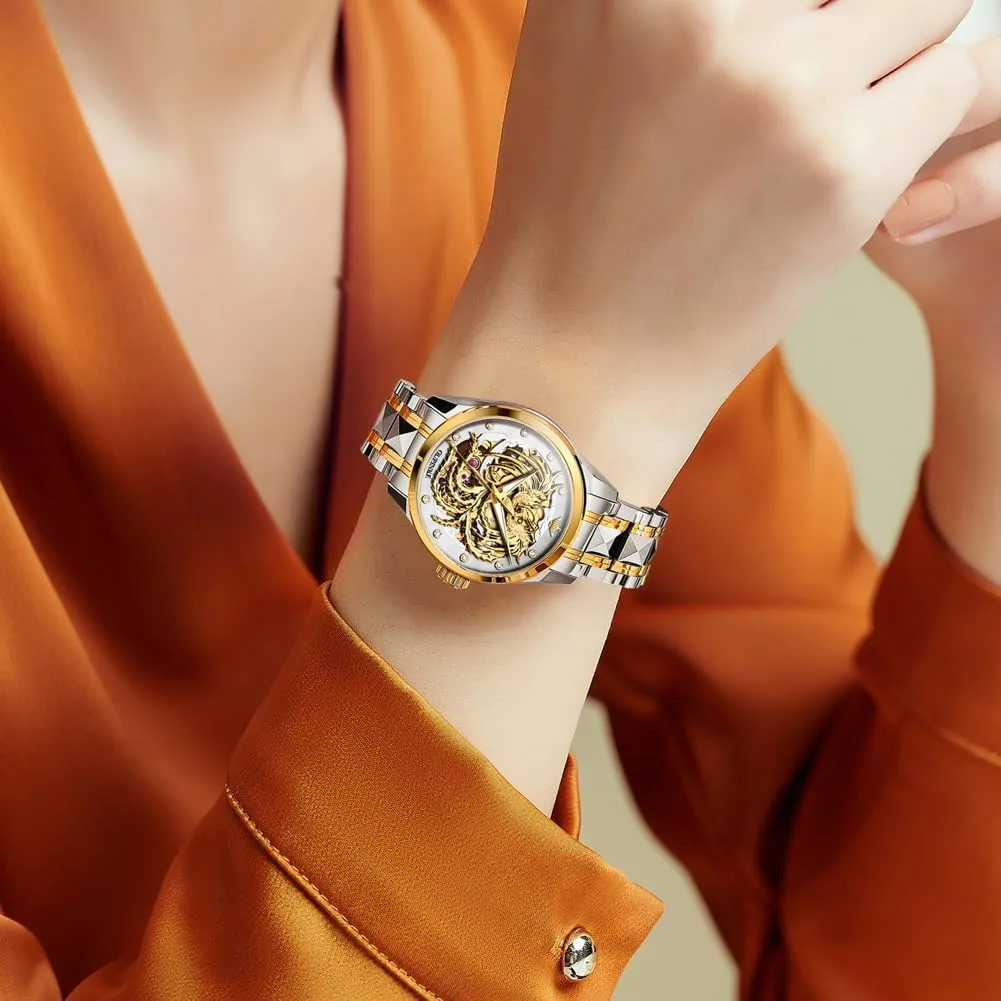 Sapphire Crystal Luminous Waterproof OLIPINKE Women??s Automatic thaw arrogant grandeur Watch Rose Gold Diamond Dial Luxury Elegant Wristwatch 