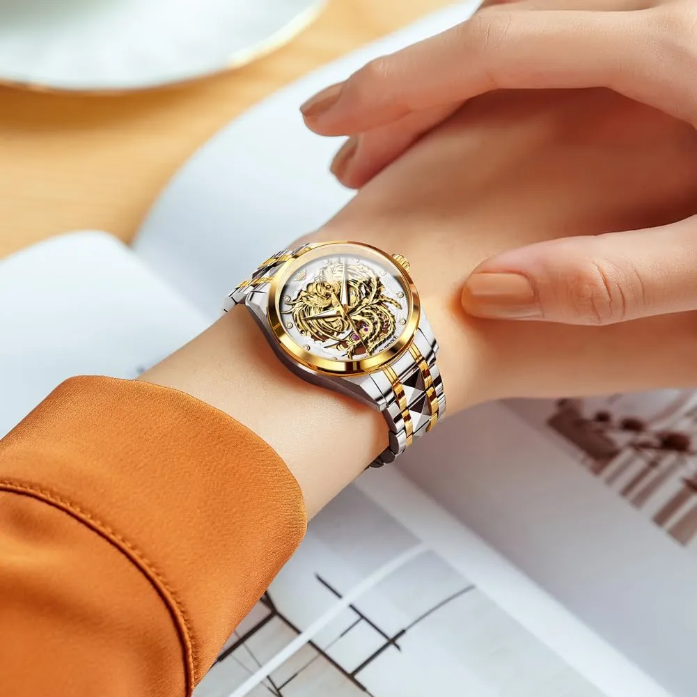 Sapphire Crystal Luminous Waterproof OLIPINKE Women??s Automatic thaw arrogant grandeur Watch Rose Gold Diamond Dial Luxury Elegant Wristwatch 