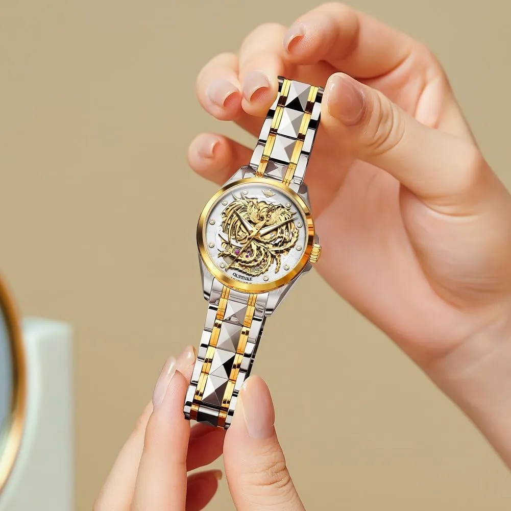 Sapphire Crystal Luminous Waterproof OLIPINKE Women??s Automatic thaw arrogant grandeur Watch Rose Gold Diamond Dial Luxury Elegant Wristwatch 