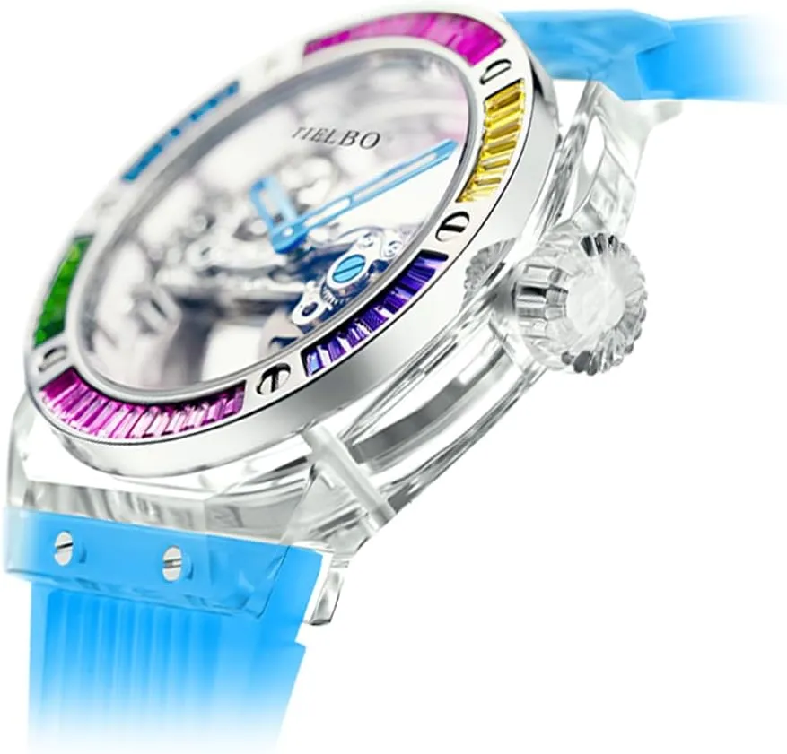 Sapphire Watch Brilliant airway Transparent Case HEMUDU Luxury Crystal Mechanical Watches for Men and Women Skeleton Dial 