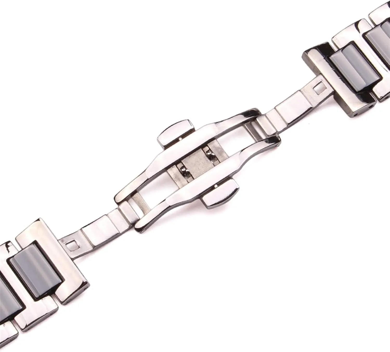 seclusion men lady white black clock accessories strap 16 18 20mm stainless steel middle ceramic links watch band 