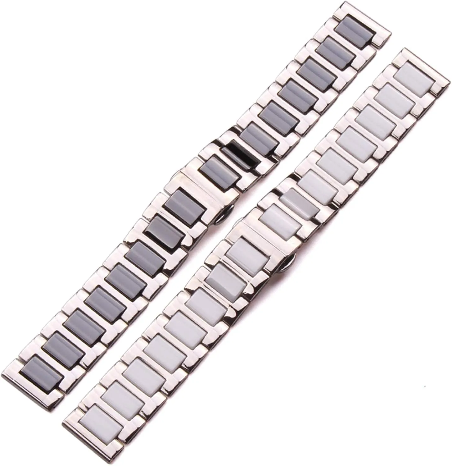 seclusion men lady white black clock accessories strap 16 18 20mm stainless steel middle ceramic links watch band 