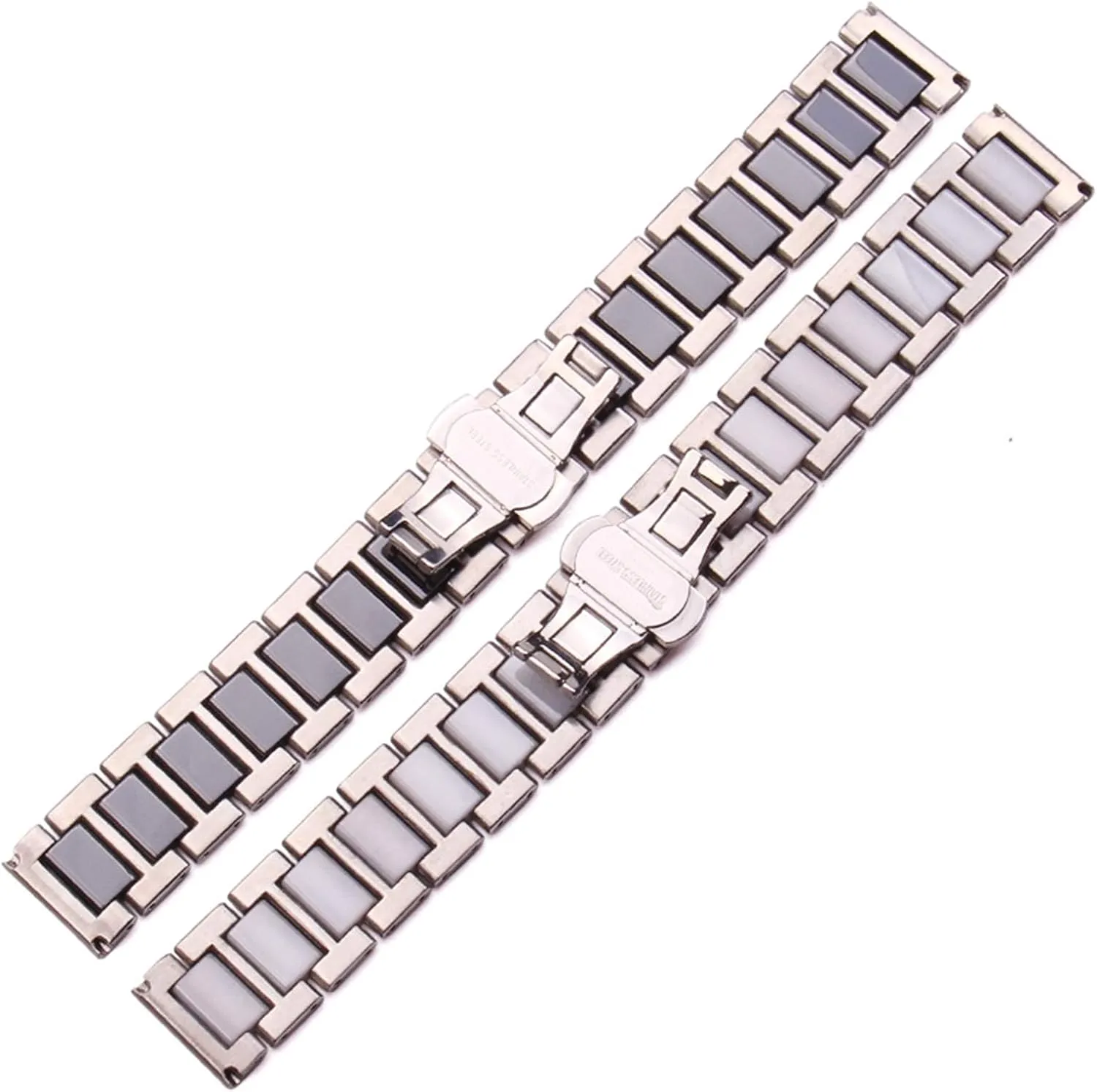 seclusion men lady white black clock accessories strap 16 18 20mm stainless steel middle ceramic links watch band 