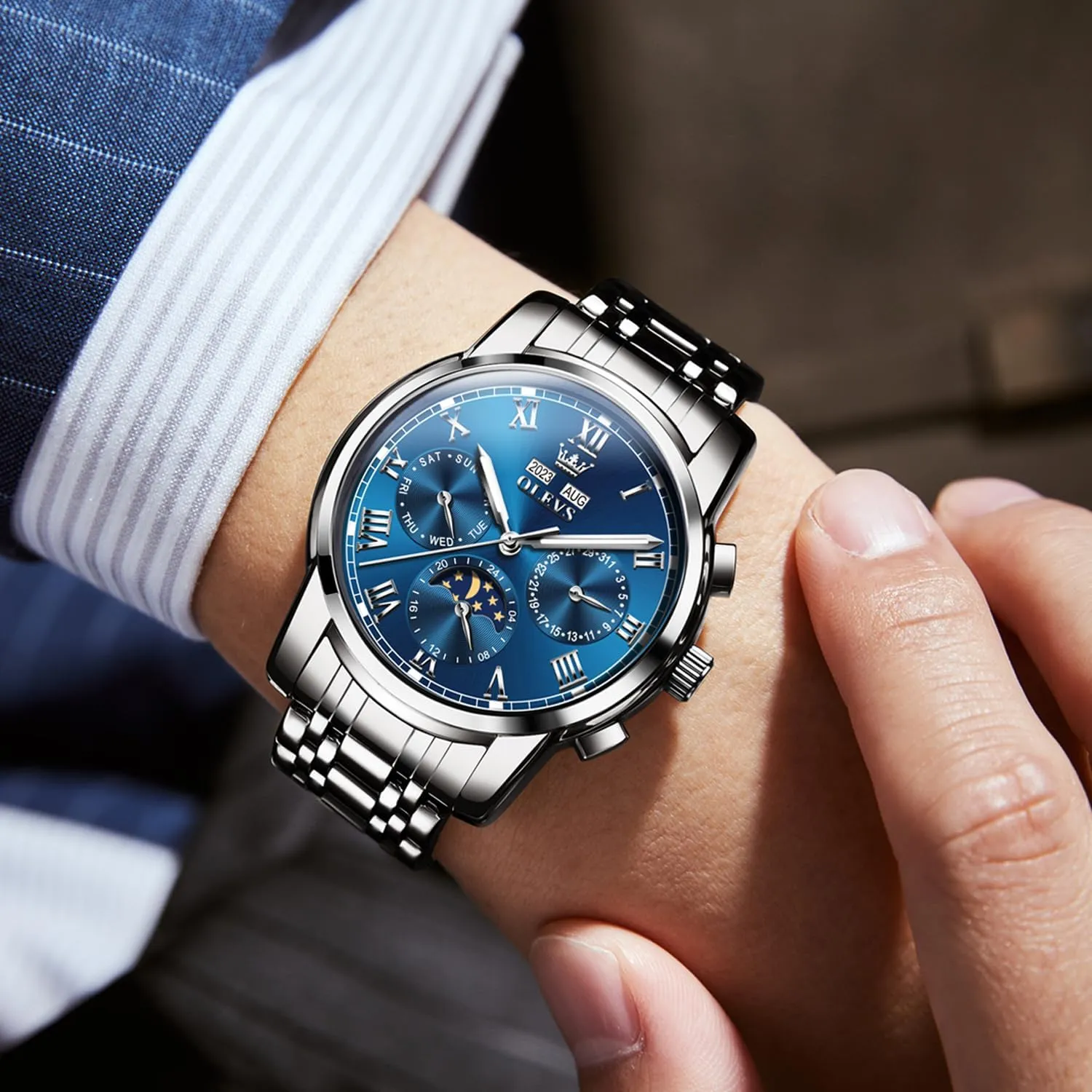 Self Winding Mechanical Luxury Dress Stainless Steel tremendous Waterproof Wrist Watches for Men OLEVS Mens Automatic Watches 