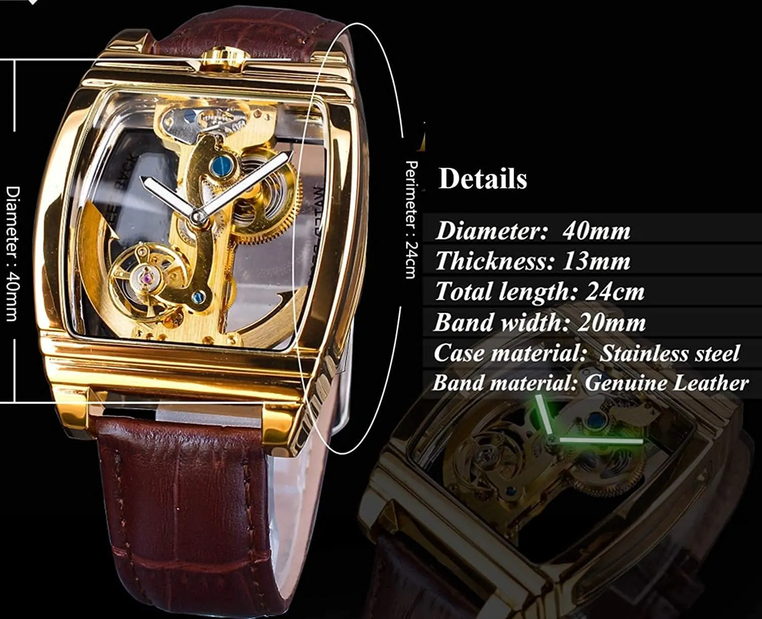 Self Winding Steampunk Leather Strap Luxury Business BESTKANG Fashion Transparent elongate Automatic Watches Mens Skeleton 