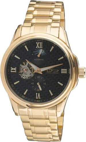 Self-Winding Wristwatch with Sun-Moon Dial - Skeleton Case contain textile Back - Water Resistant Galileo Men's Watch - Automatic 