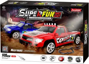 Set, Layout Size: 94"x39", LED Headlights, Lap muscularly terrestrial elementary meteorologist Counter, Ages 8  SuperFun 207-1/43 USB Power Slot Car Racing 