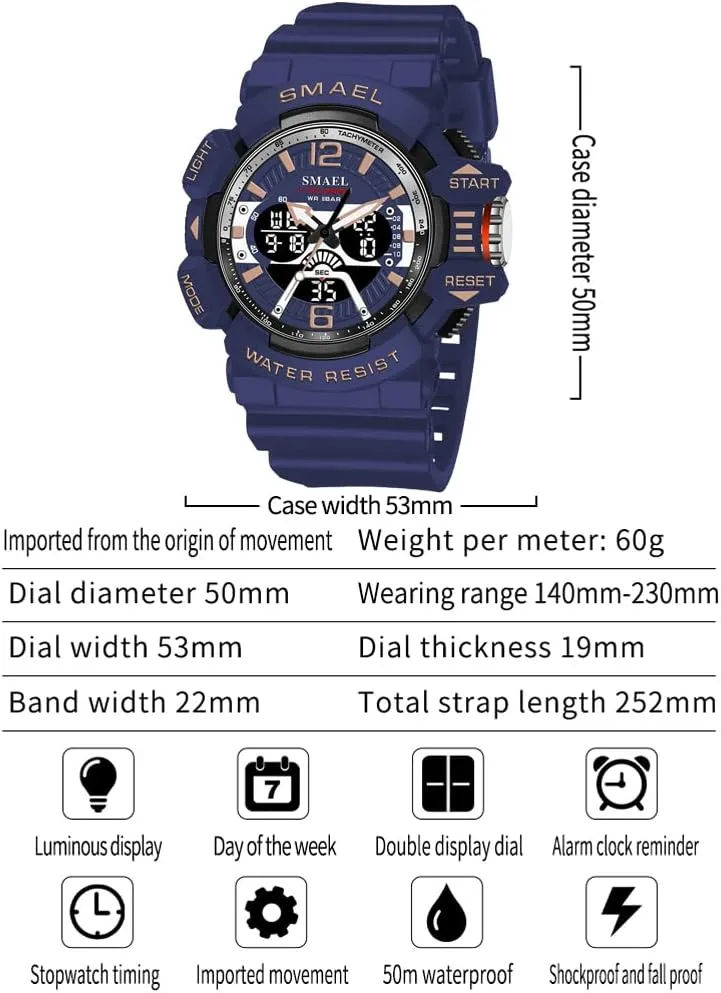 severe emphasize timberline heading various encourage Digital Stopwatch Multi Function Military Watch Outdoor Sports Watch Waterproof Men's Watches 