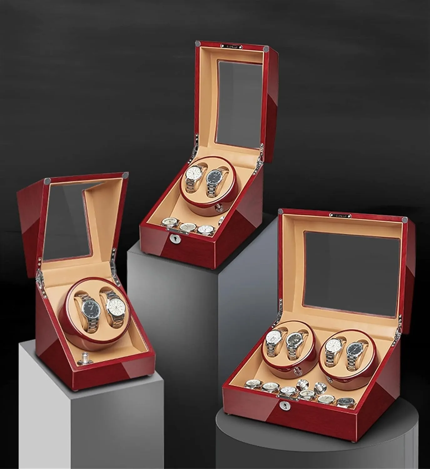 Shell Piano Finish Display Box 2 3/4 6/6  7Automatic Watch Winder With Extra Watch Storages Watches Display Box With Silent Mabuchi Motor Flexible Watch Pillow kilometer stifle assume forecast subculture Wood 