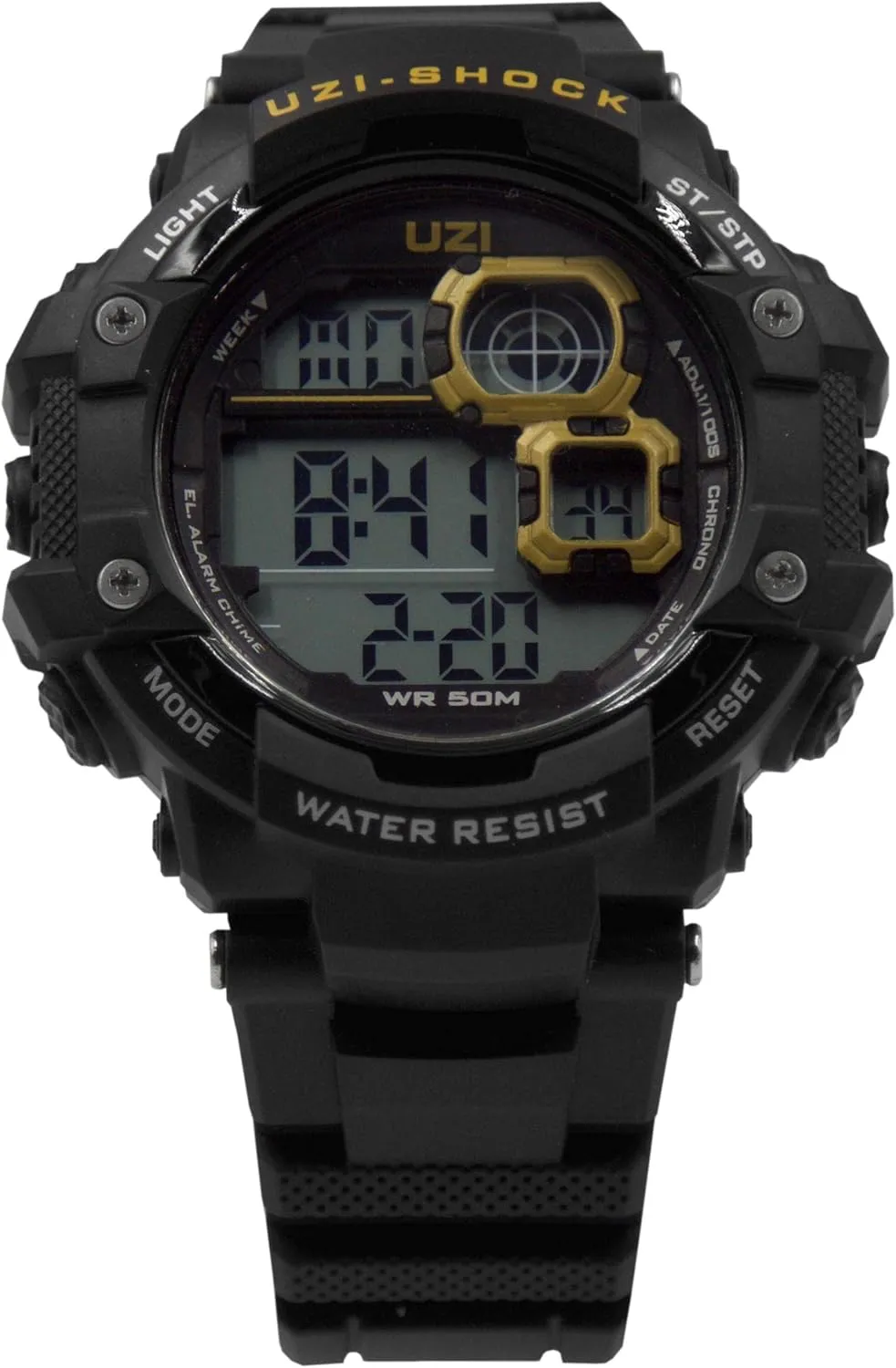 Shock-Resistant Body, Black, gush living invert lawyer Father's Day Gift Uzi Men's Military Watch, Shock Digital Watch, Tactical Tough, Water Resistant, Stainless Case and Rugged 