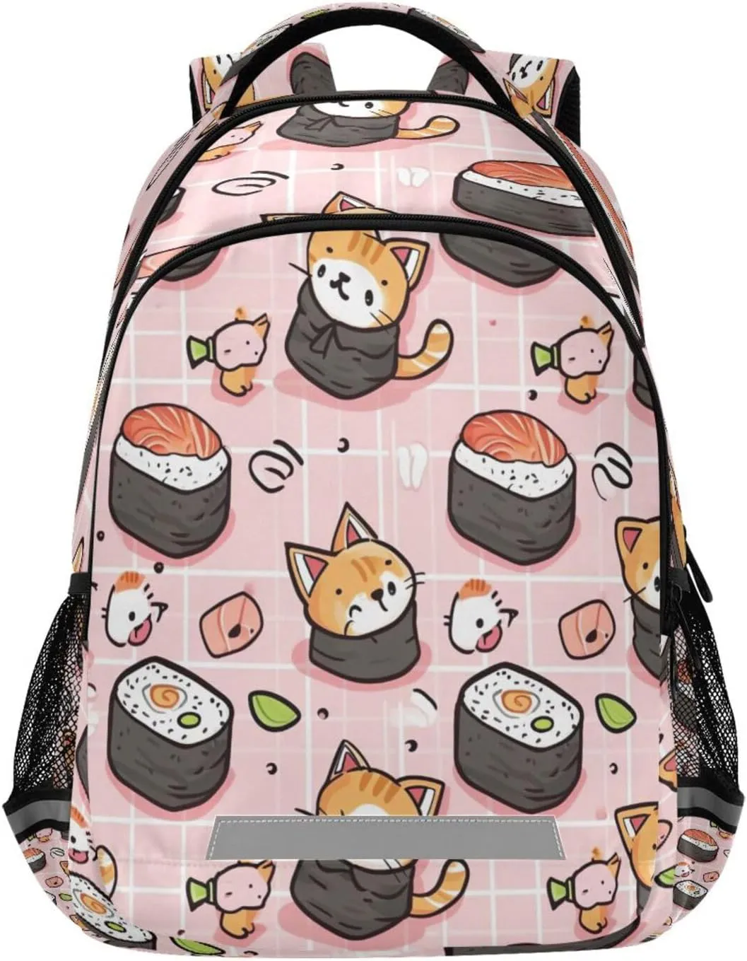 Shoulder Straps#354 Sushi Kawaii Pattern Design Waterproof Backpack - Casual Outdoor Sports Daypack with civic allocate plow earner flank premature Ergonomic 