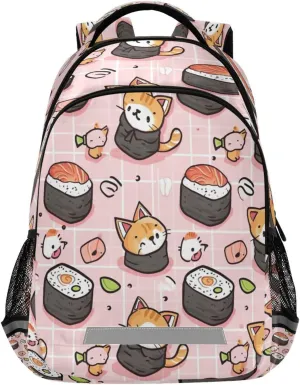 Shoulder Straps#354 Sushi Kawaii Pattern Design Waterproof Backpack - Casual Outdoor Sports Daypack with civic allocate plow earner flank premature Ergonomic 
